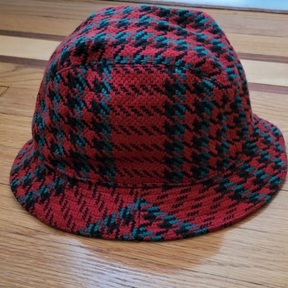 GUCCI TWEED WOOL HOUNDSTOOTH LOGO GG BUCKET FEDORA HAT - Picture 7 of 12